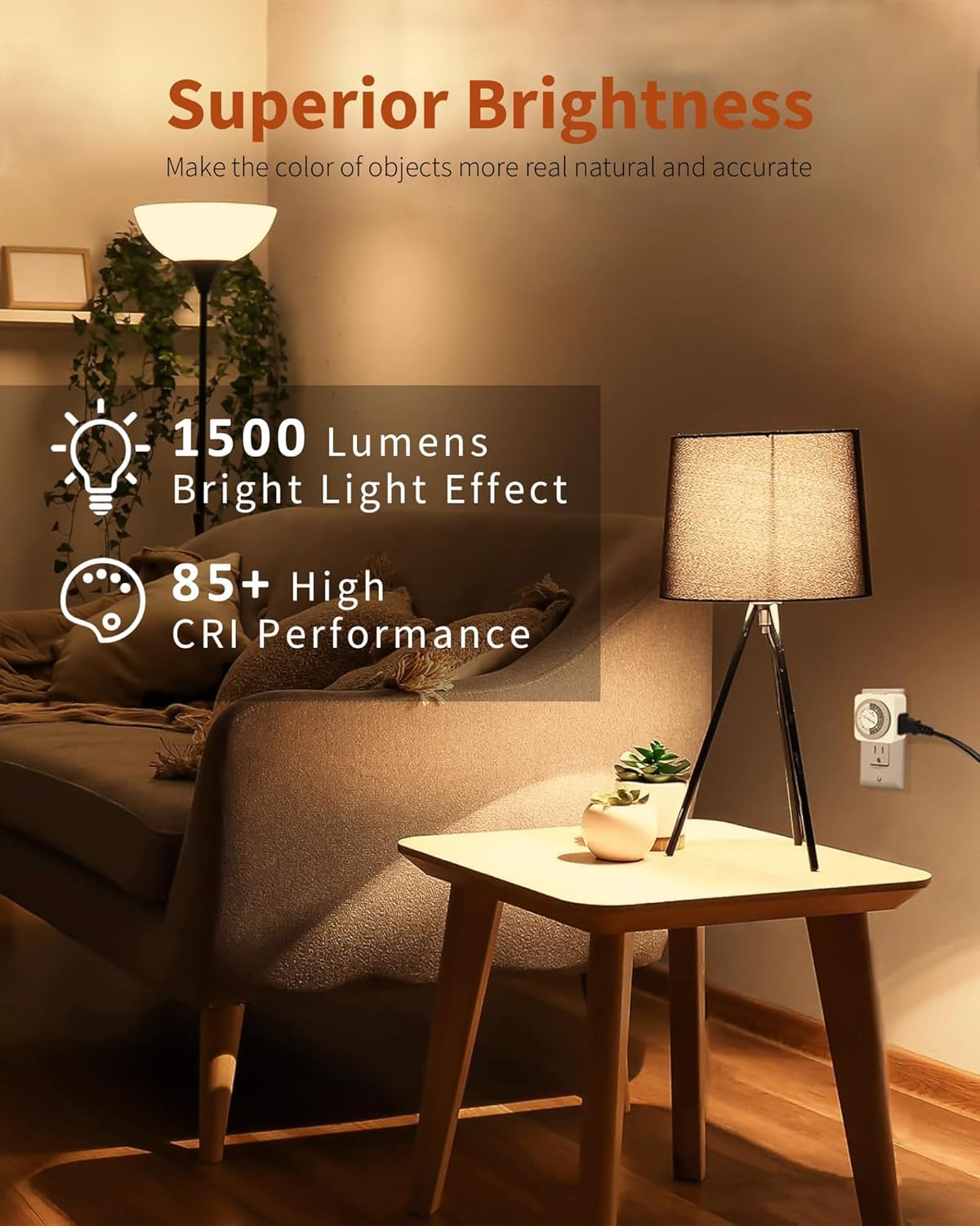 TJOY 2700K flicker-free bulb creates a cozy ambient glow