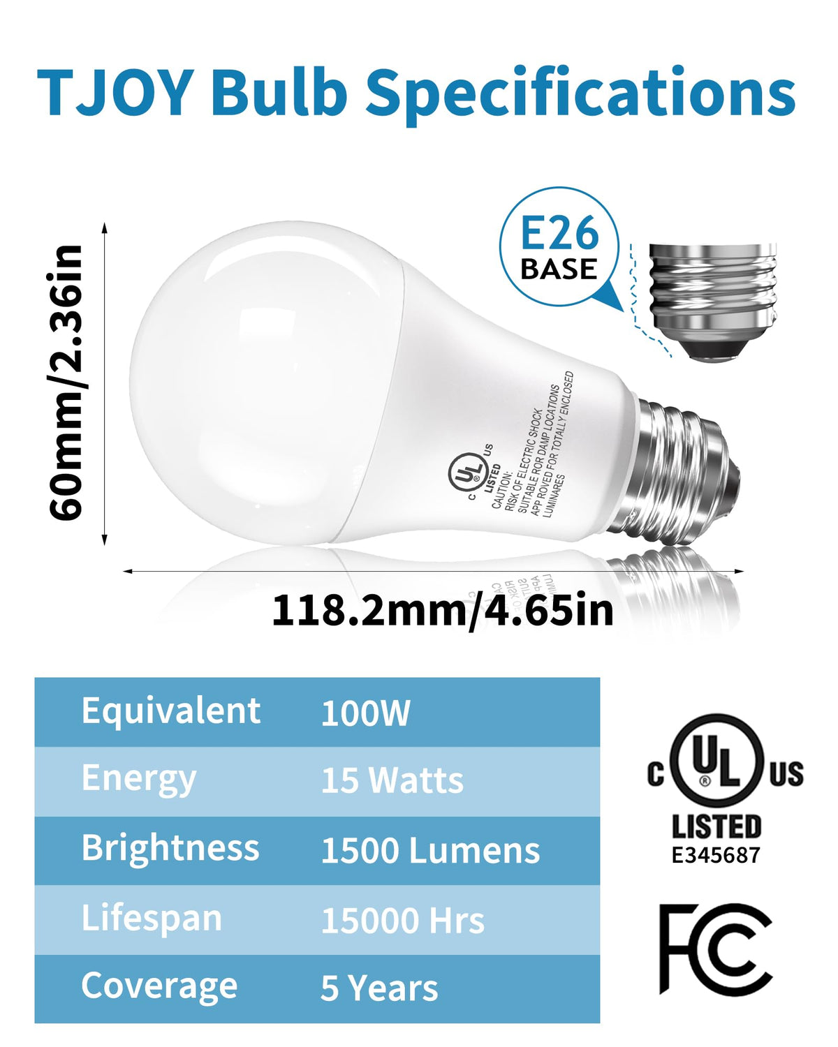 TJOY daylight bulbs at 5000K delivering crisp, natural room illumination