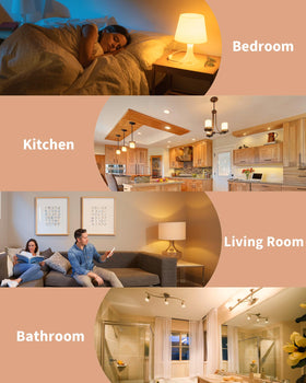 TJOY bulbs in living room setup illustrating energy-saving performance