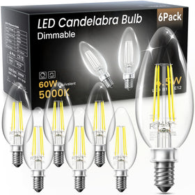 TJOY LED candelabra bulbs with clear glass for vintage chandelier aesthetics