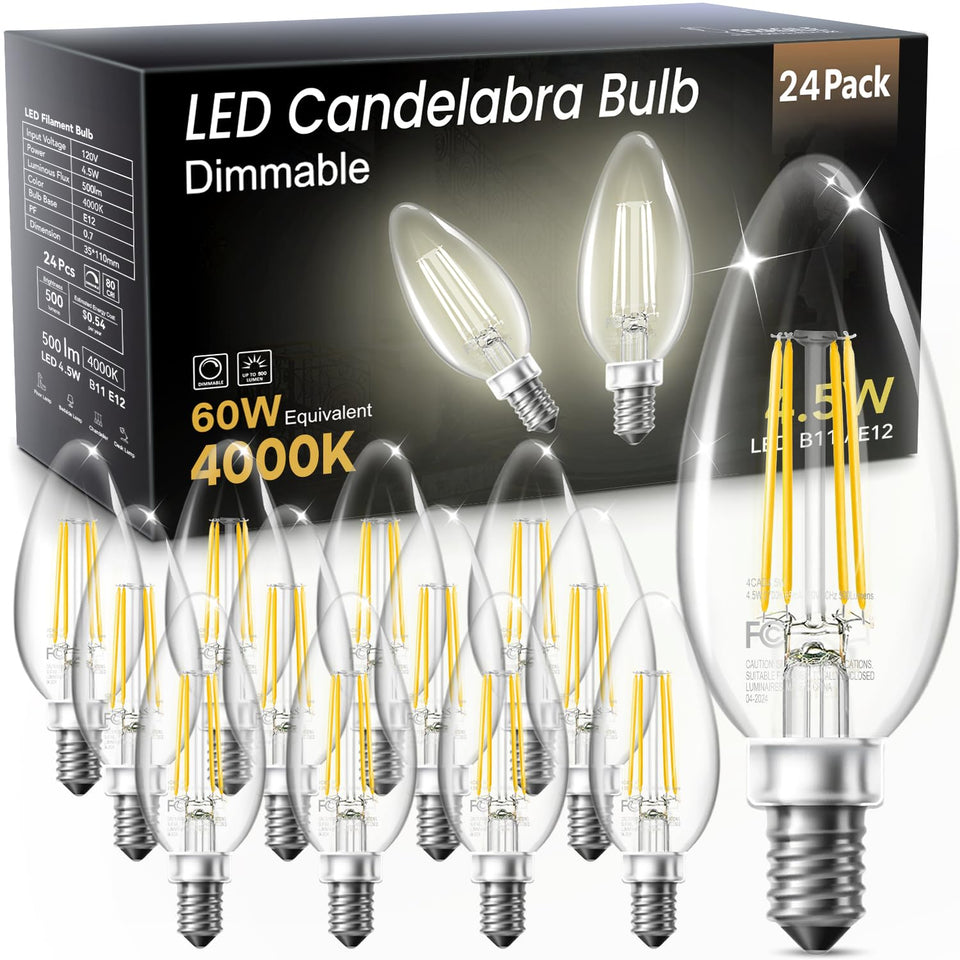 TJOY LED candelabra bulbs with glass filament for vintage decorative glow