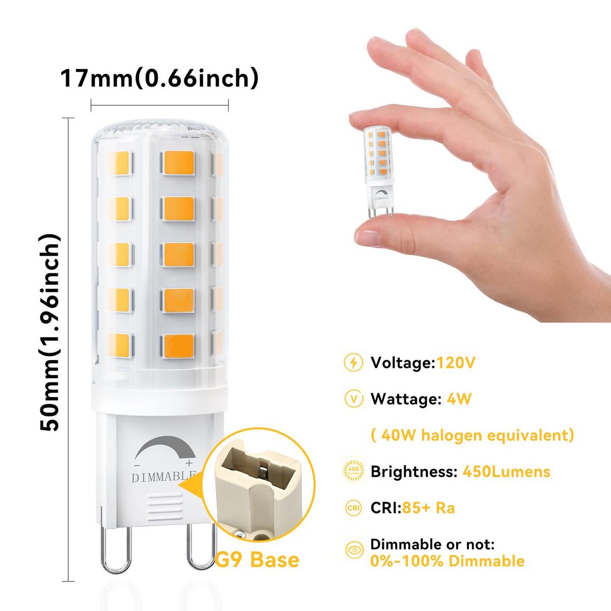 TJOY dimmable G9 LED bulb on a compatible dimmer