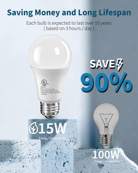 TJOY LED bulbs 1500 lumens close-up for vivid task lighting.