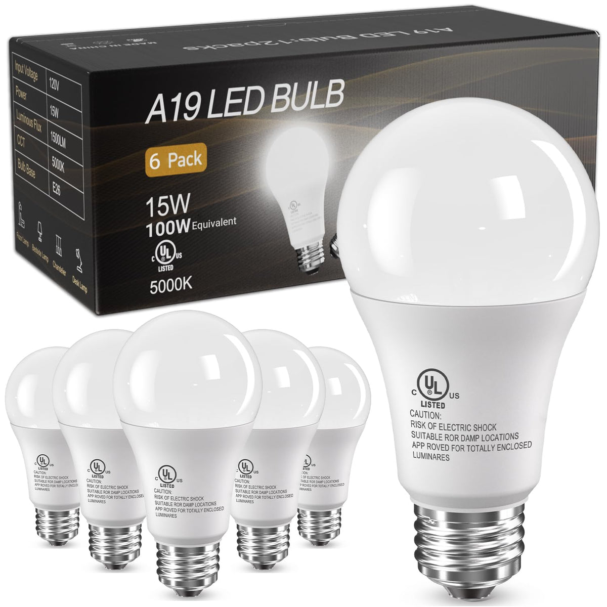 TJOY six-pack LED bulbs front view for versatile kitchen lighting.