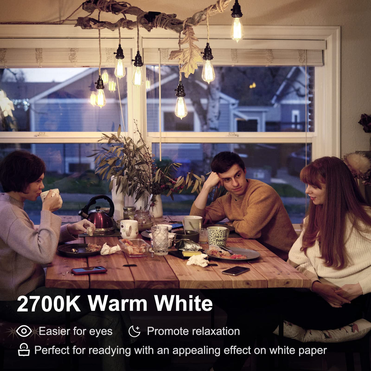 TJOY living room or bedroom ambience enhanced by retro filament glow.
