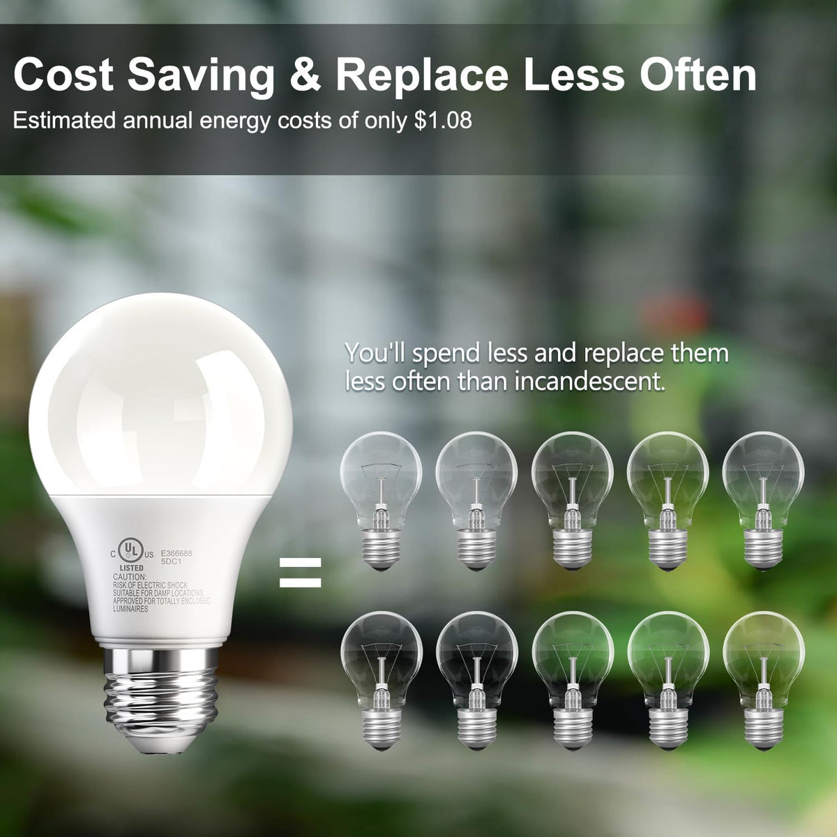 TJOY non-dimmable bulbs provide steady, comfortable glow.