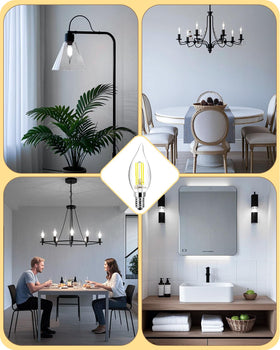 TJOY ROHS and FCC certified candle bulb package for safe home lighting.