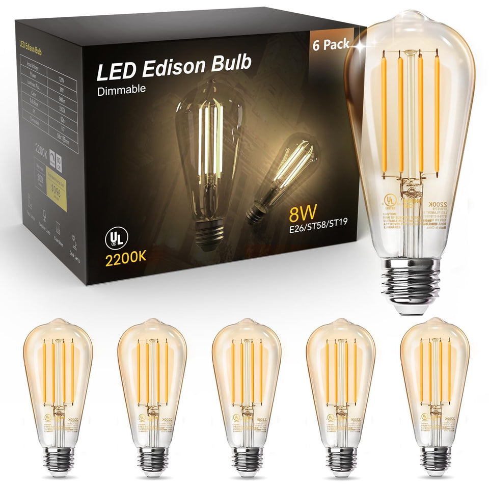 TJOY vintage Edison amber bulb lights a chandelier with warm decorative glow.