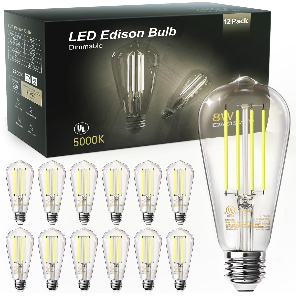 TJOY vintage Edison bulb with angled glow enhances chandeliers and warm ambiance