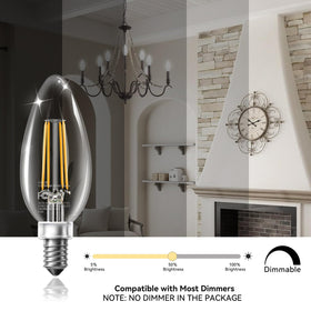 TJOY vintage filament clear glass candle bulb adds decorative charm