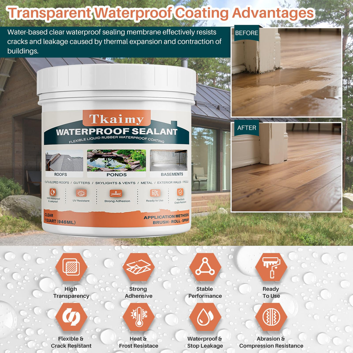 Tkaimy clear sealant brush application demonstrates smooth, even sealing