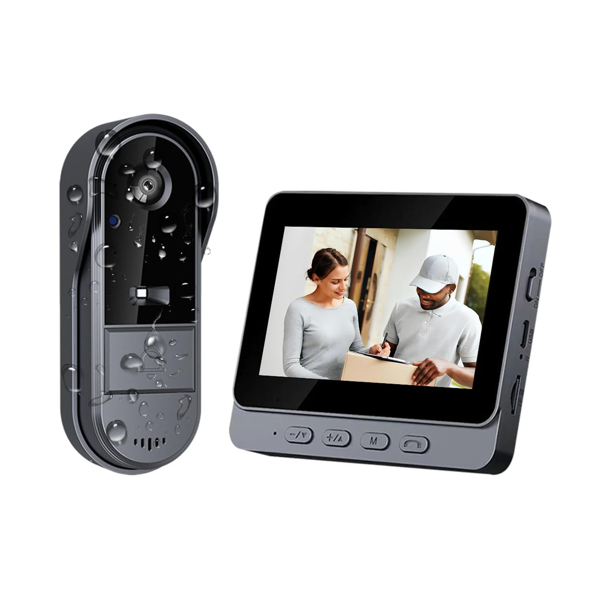 TKMARS 1080P doorbell camera front view with clear visitor footage.