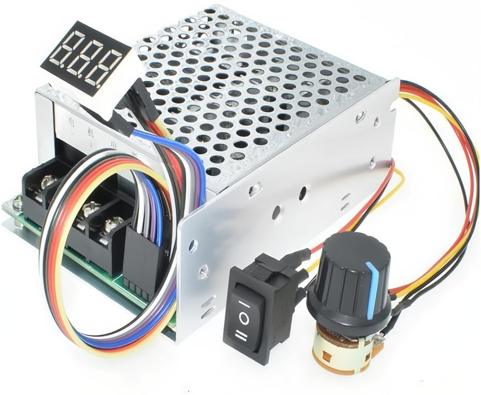 TKXEC speed controller with digital display showing motor speed percentage for precise tuning.