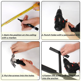 Tlence fishing rod hanger keeps reels accessible and protected.
