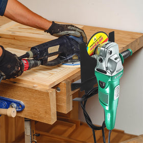 Tlence grinder hanger with cord hook organizes cables and accessories.