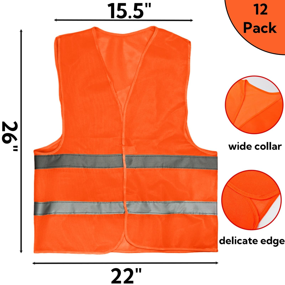 Tlence orange high-visibility vest back view with reflective strips
