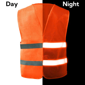 Reflective strips highlight 360-degree visibility on vest