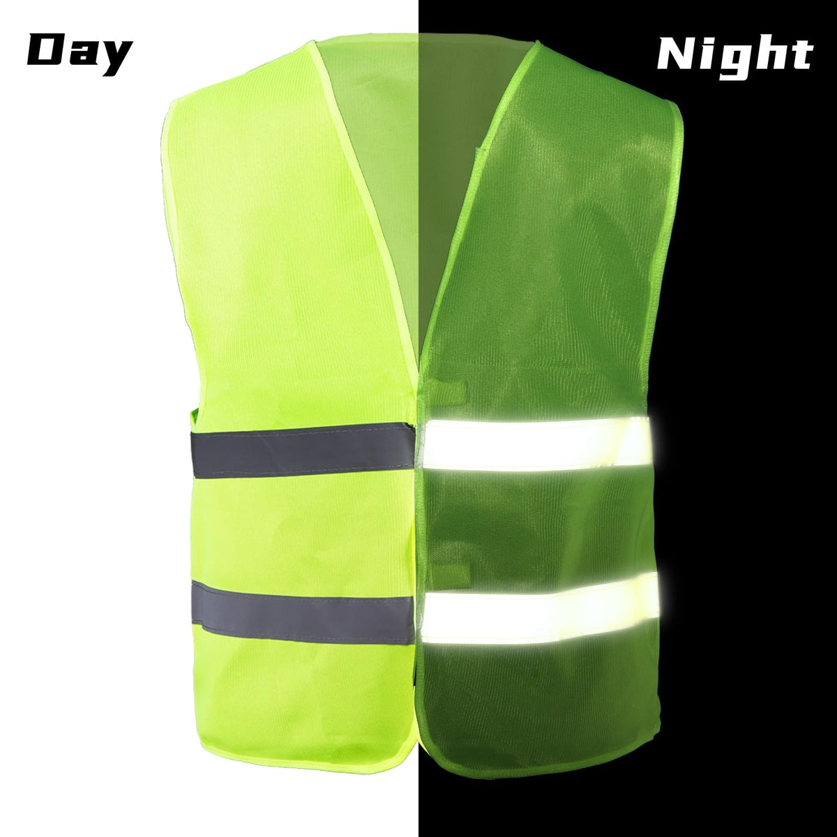 Tlence high visibility vest breathable mesh fabric detail.