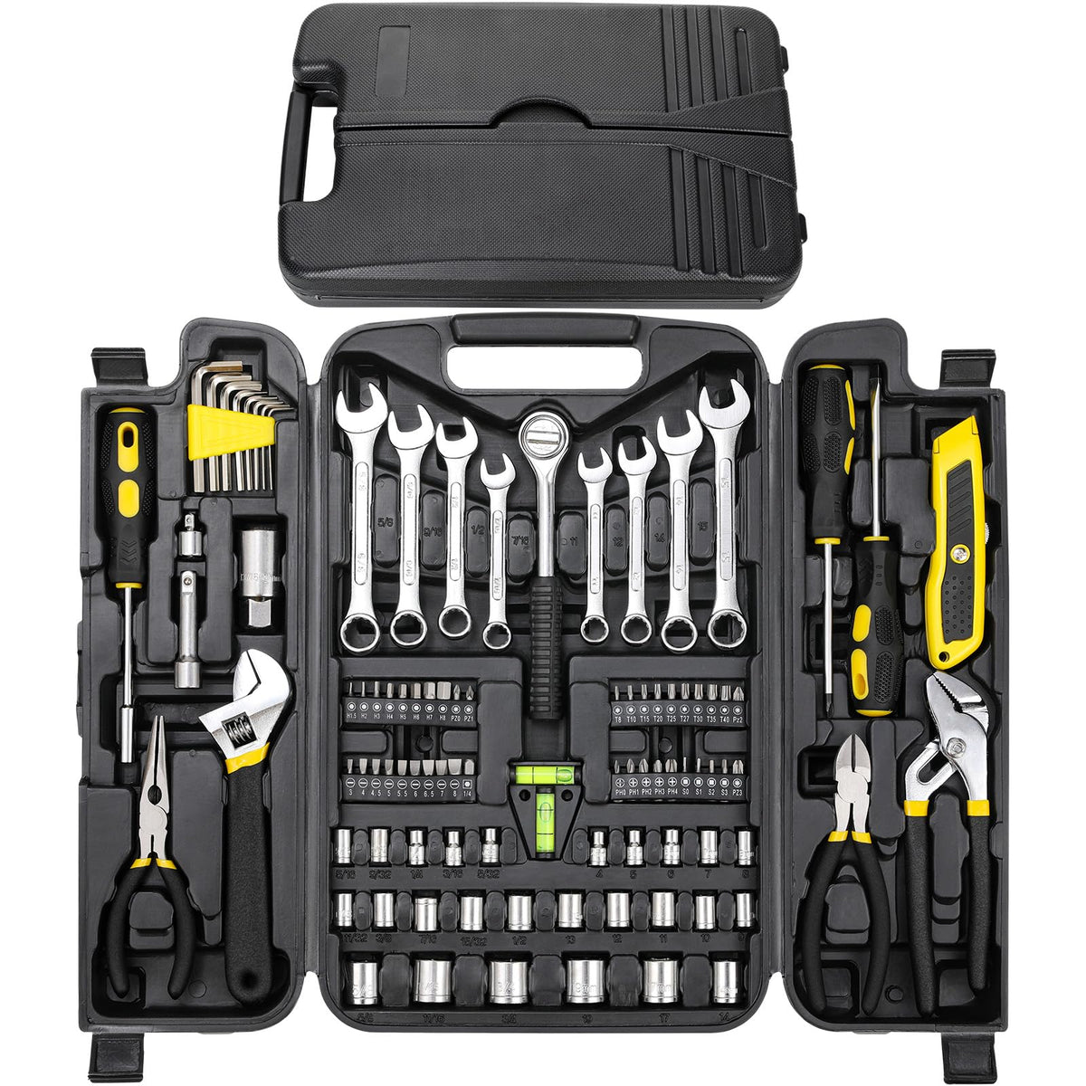 TLGREEN 95-piece tool set with yellow toolbox for versatile home repairs.