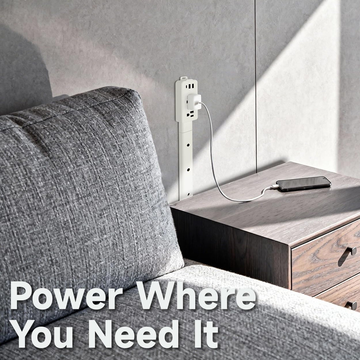 Cord management improves room tidiness with discreet cable routing.