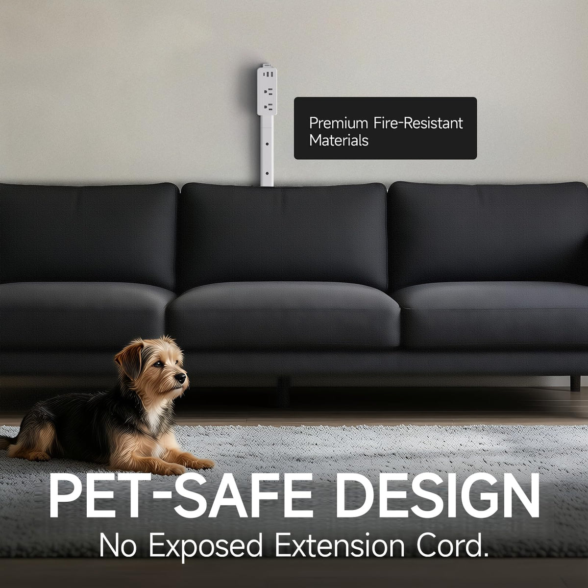 Fire-resistant construction adds safety for heavy plugs and multiple devices.