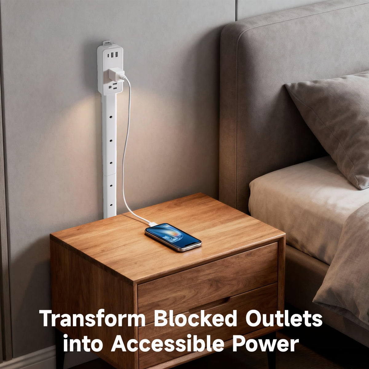 Modular stick connects to extend reach behind furniture.