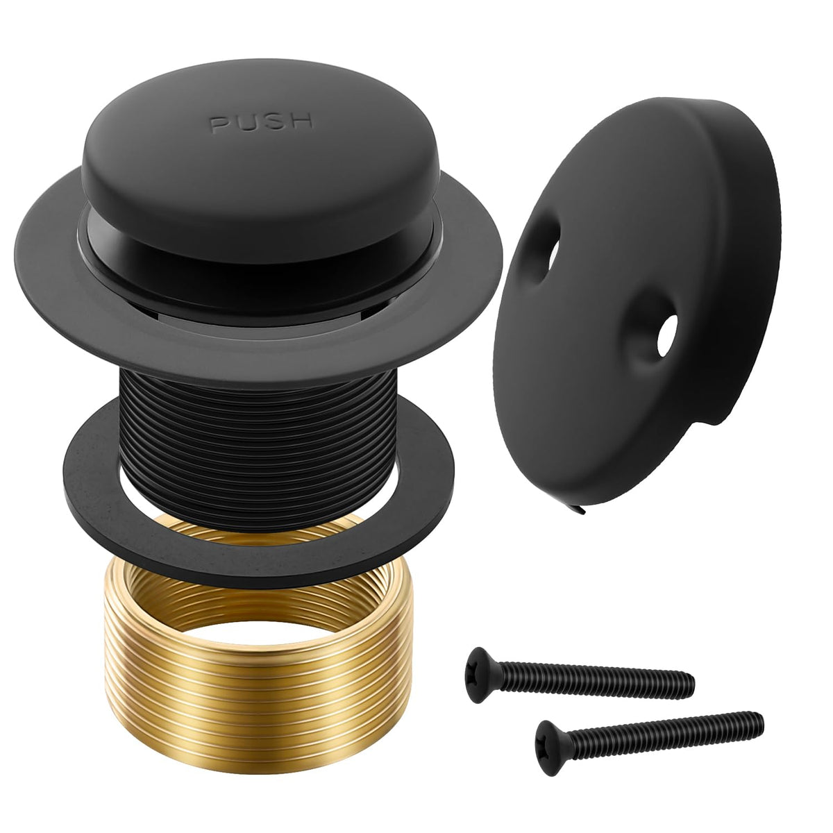 TLOZX matte black bathtub drain tip-toe in use for easy bath time control