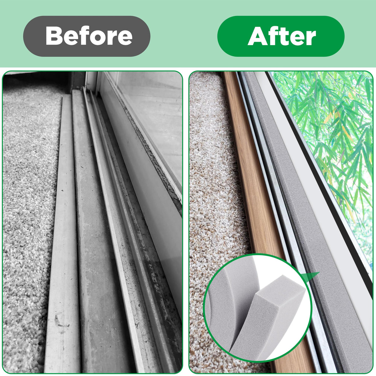 Tlswshsy foam tape helps reduce dust entry around window gaps.