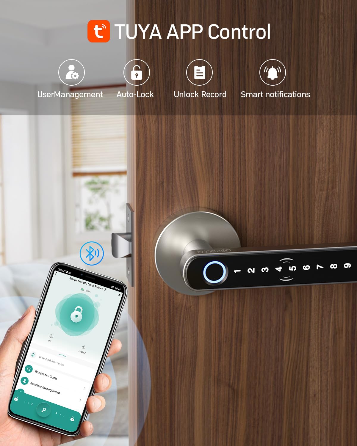 TMEZON Smart Door Lock auto-lock for security when you leave