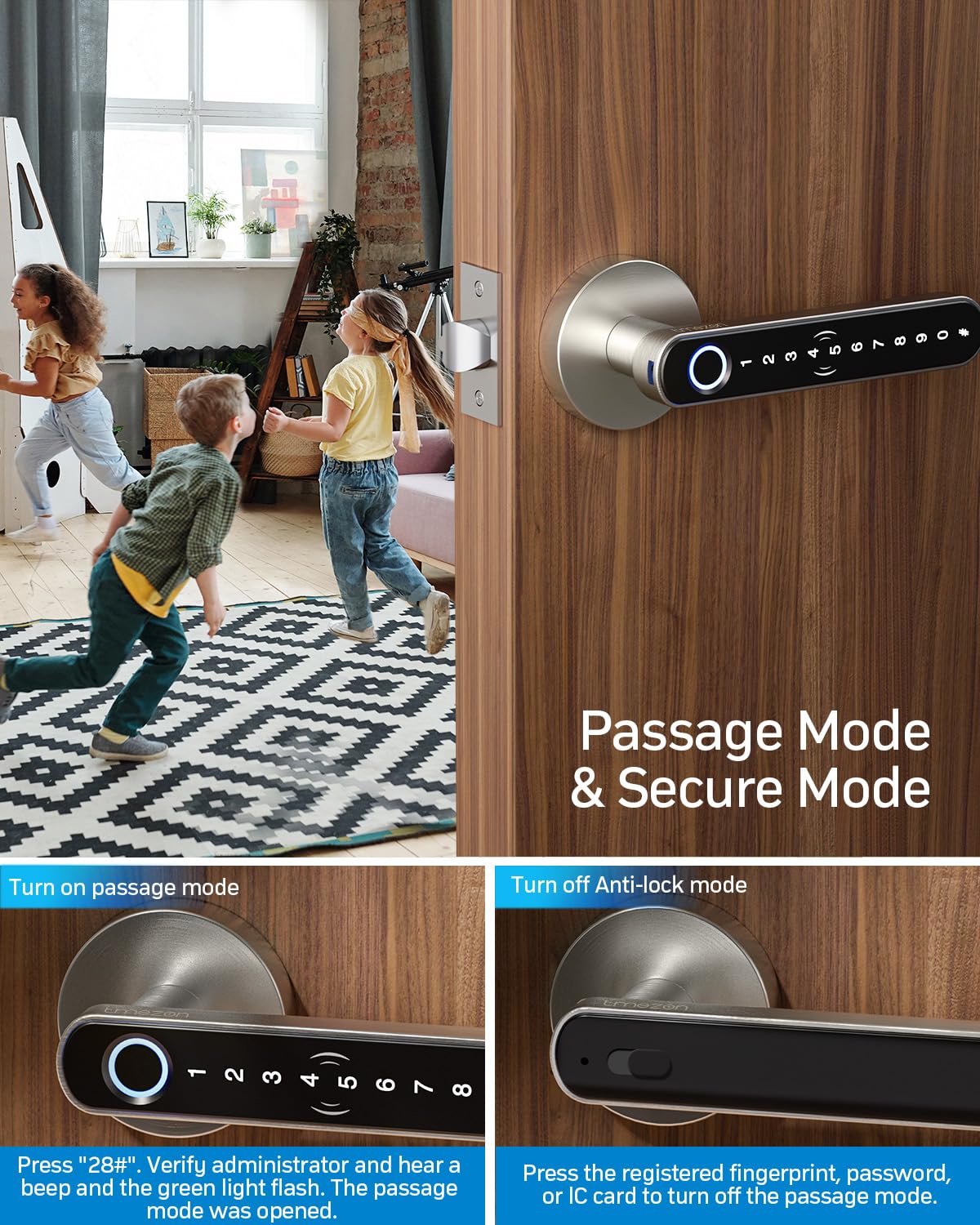 TMEZON Smart Door Lock IC cards for shared access
