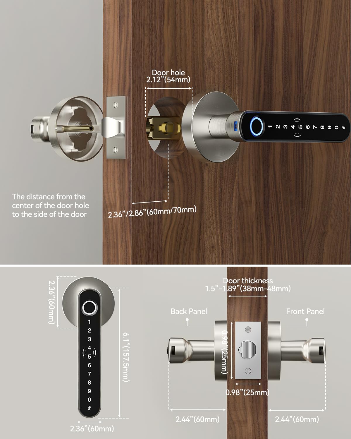 TMEZON Smart Door Lock modern handle design for stylish security