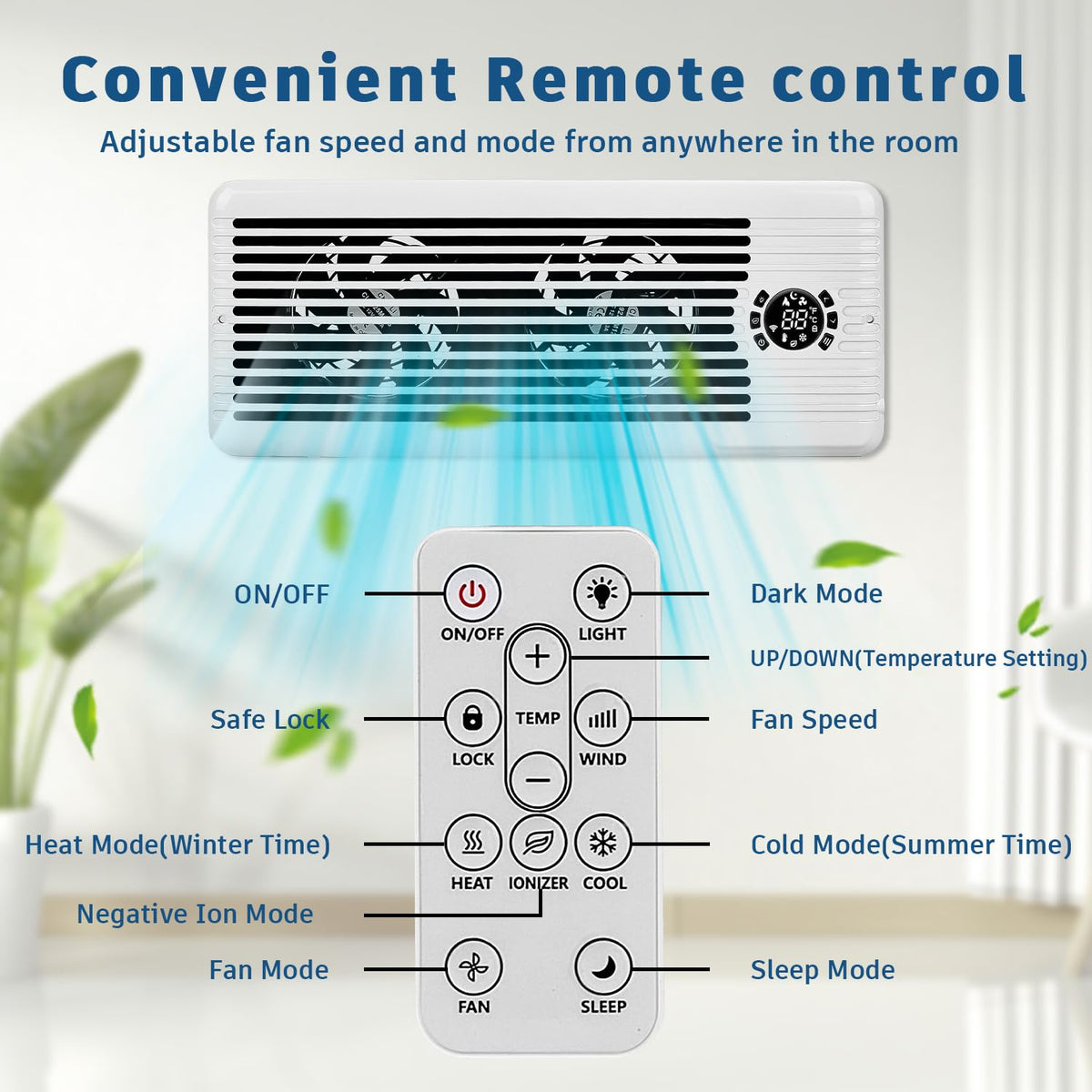 TMYICE remote-control operation highlights convenient setup and easy on-the-go adjustments.