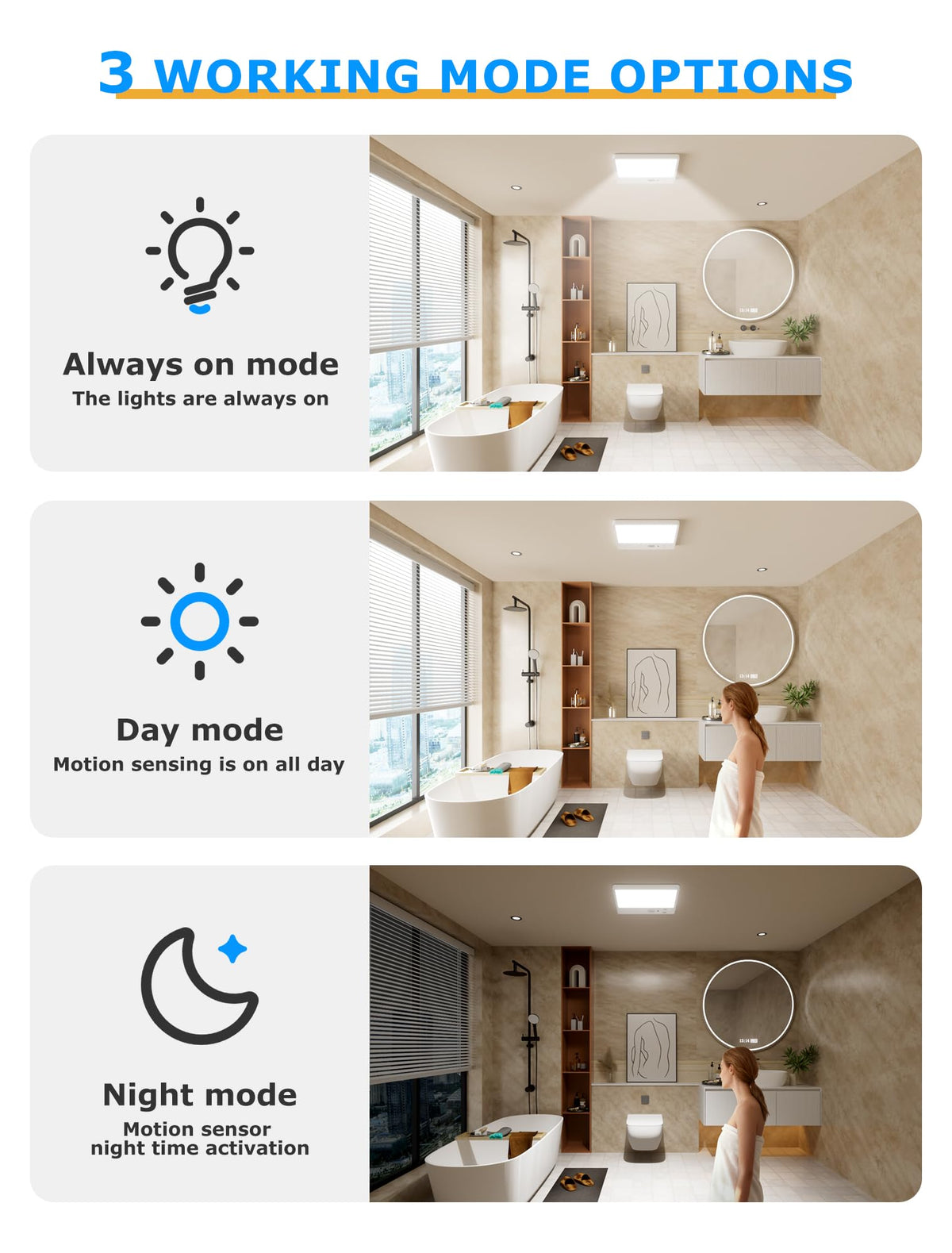 Tnight 3-color temperature ceiling light offering warm, natural, or cool lighting