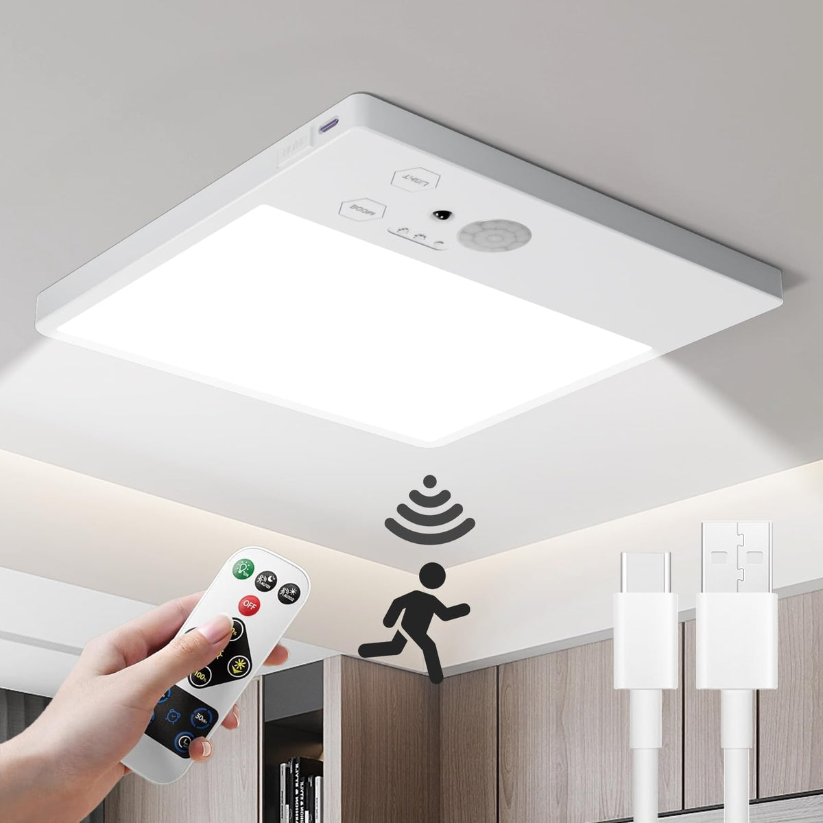 Tnight motion sensor light indoor with remote illuminates rooms hands-free