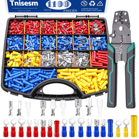Tnisesm 1100pcs wire connectors kit in a compact storage box for organization