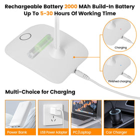 TNNOP battery powered desk lamp touch-control colors offers quick mood lighting.