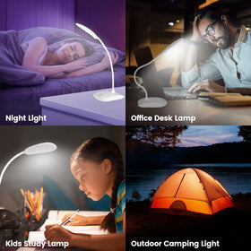 TNNOP battery powered desk lamp USB charging cable enables easy power.