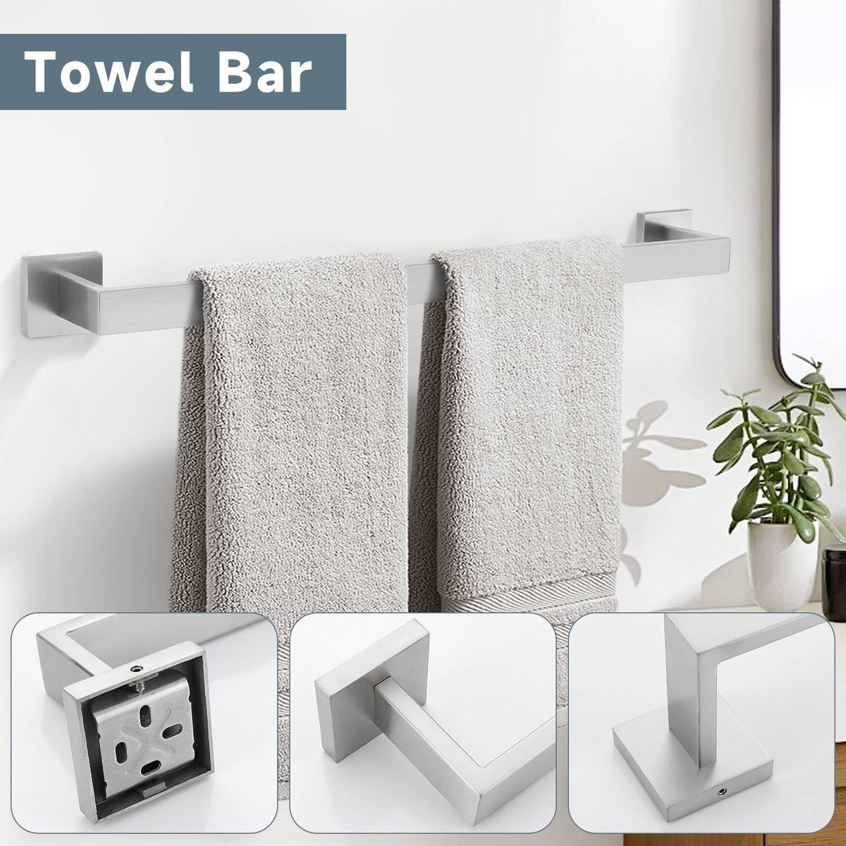 TNOMS brushed nickel towel ring for quick-dry, neat towels
