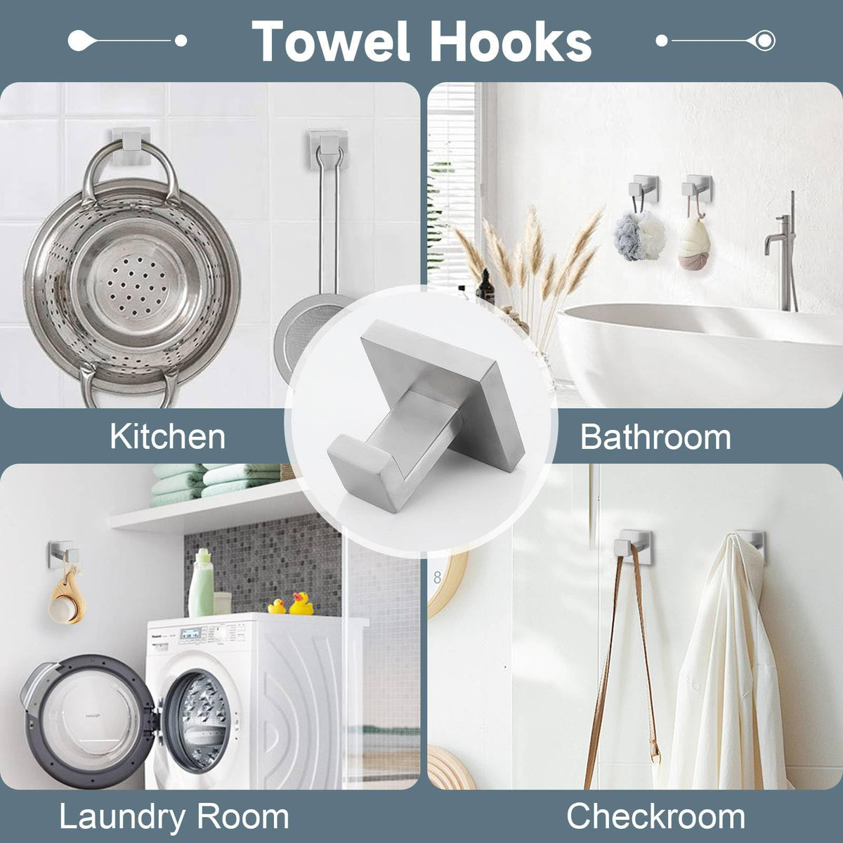 TNOMS wall-mounted brushed nickel hardware with modern square silhouette