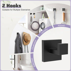 Towels neatly hung on TNOMS matte-black 5-piece set in bathroom