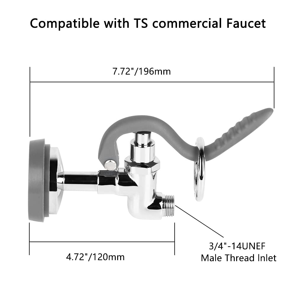 TNROTED sprayer valve shows 1.42 GPM flow for thorough pre-rinse
