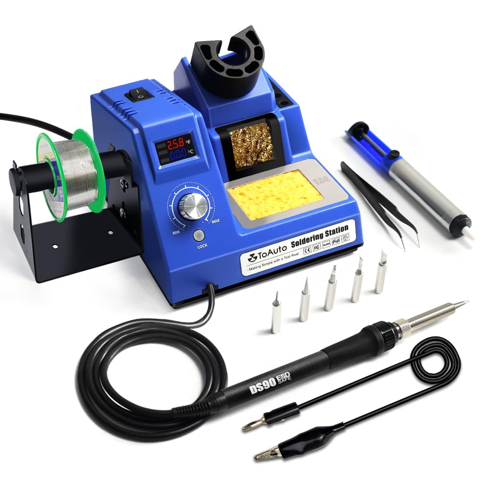 TOAUTO DS90 front view of a compact, desk-ready soldering station.