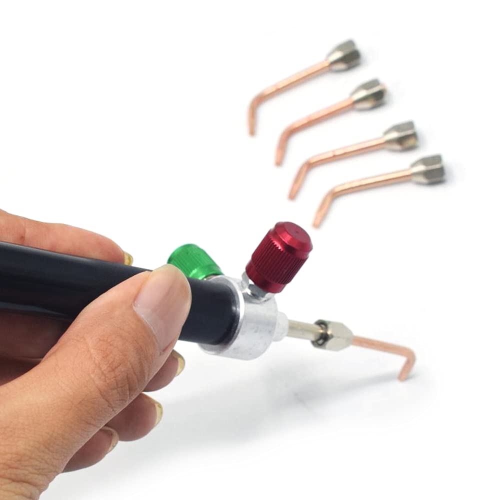 TOAUTO mini oxygen torch kit tips set, five nozzles for versatile metalwork.