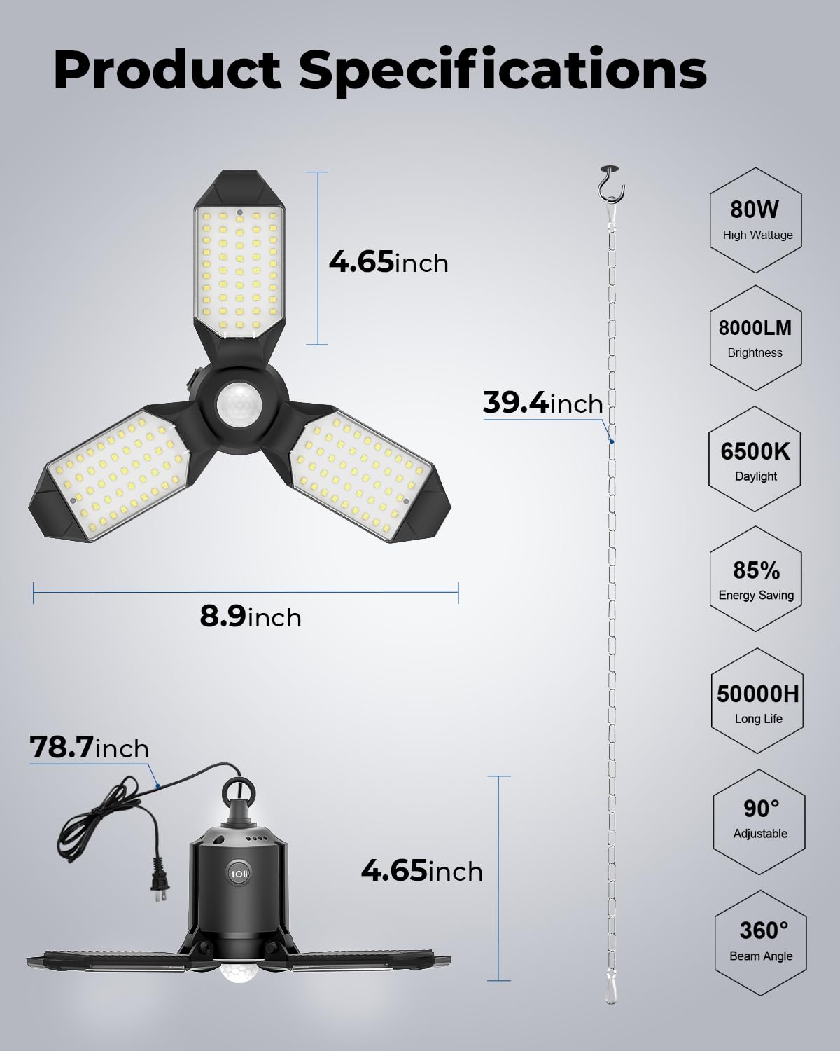 Durable construction with long life up to 50,000 hours