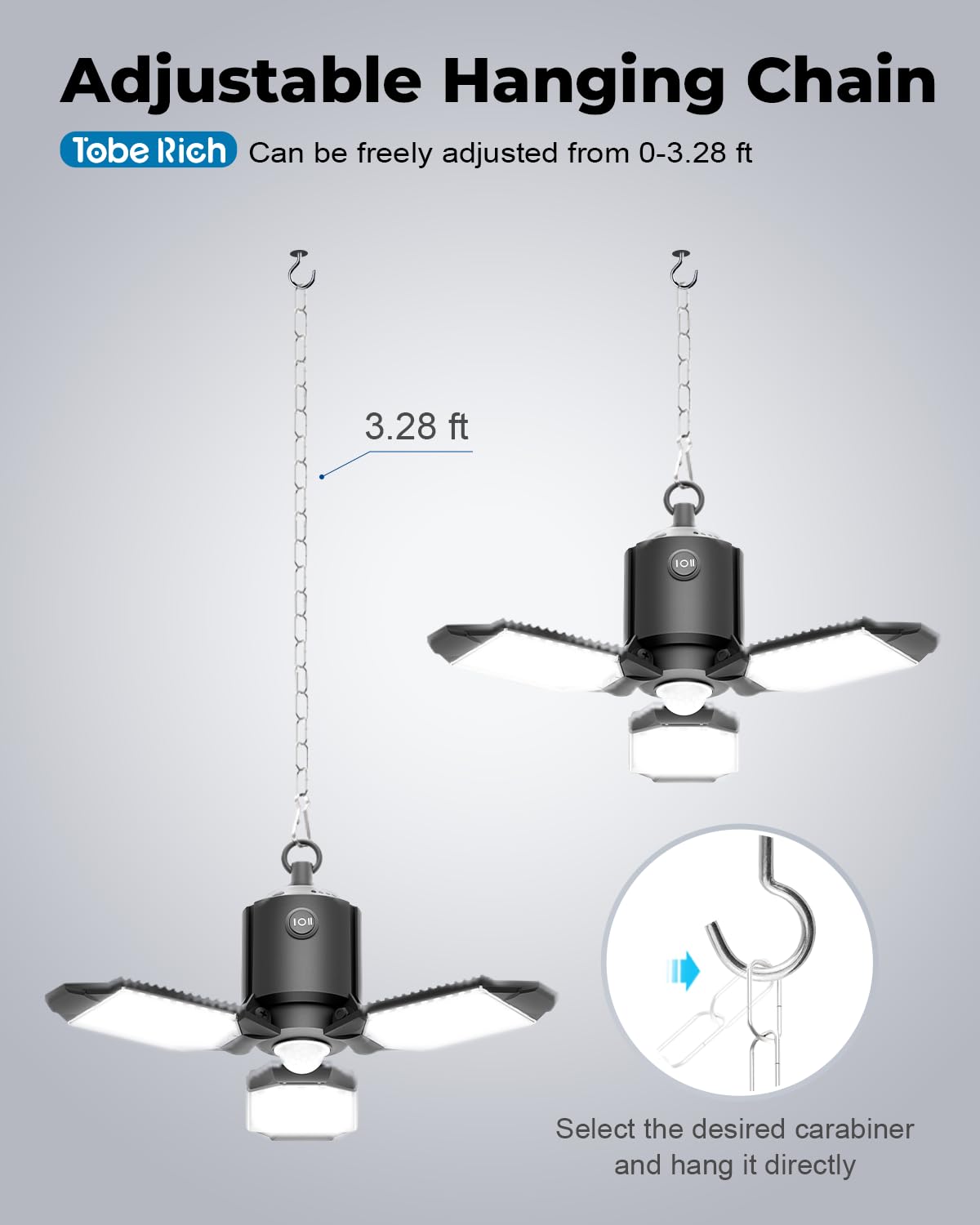 Easy installation with adjustable hanging chain for flexible mounting