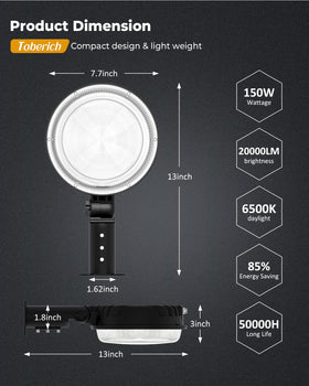 Toberich lighting example showing wide 100ft x 100ft coverage.
