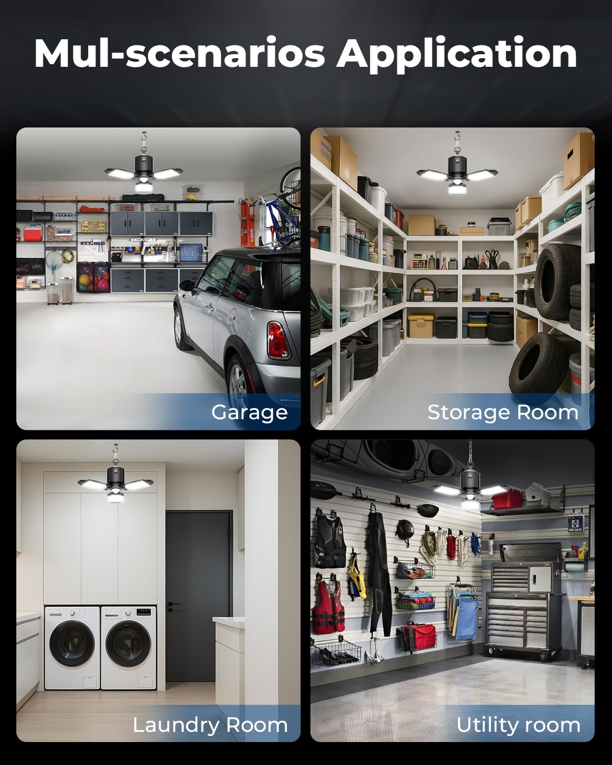 Versatile lighting suitable for garage, storage, basement, and more