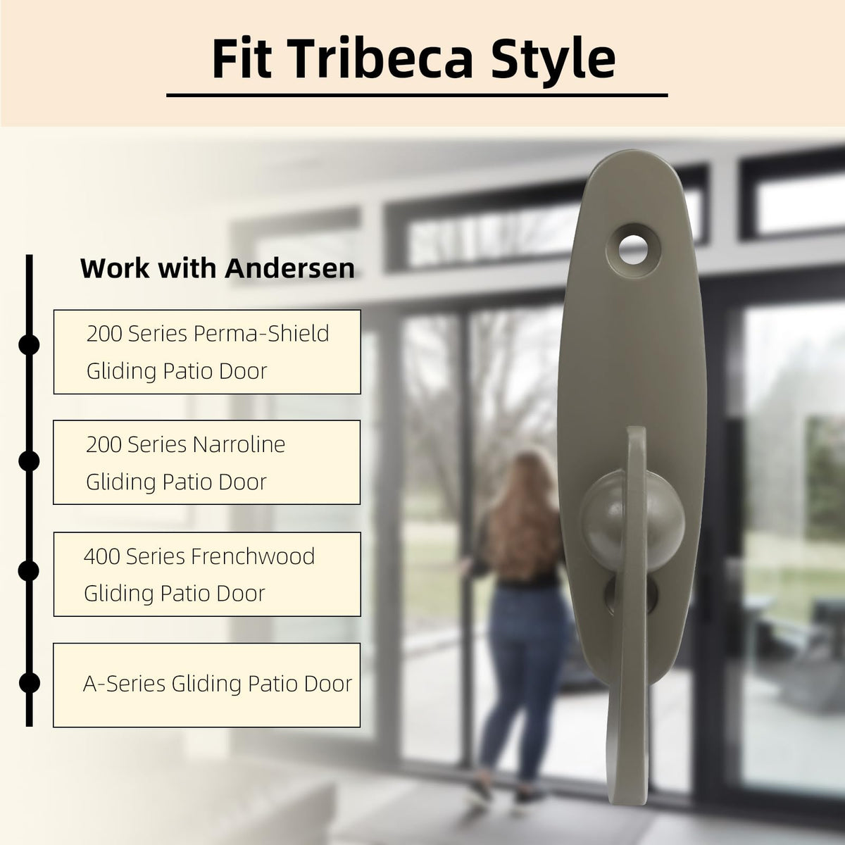 Tobkuxk Tribeca style thumb latch, contour-fit for classic sliding doors.