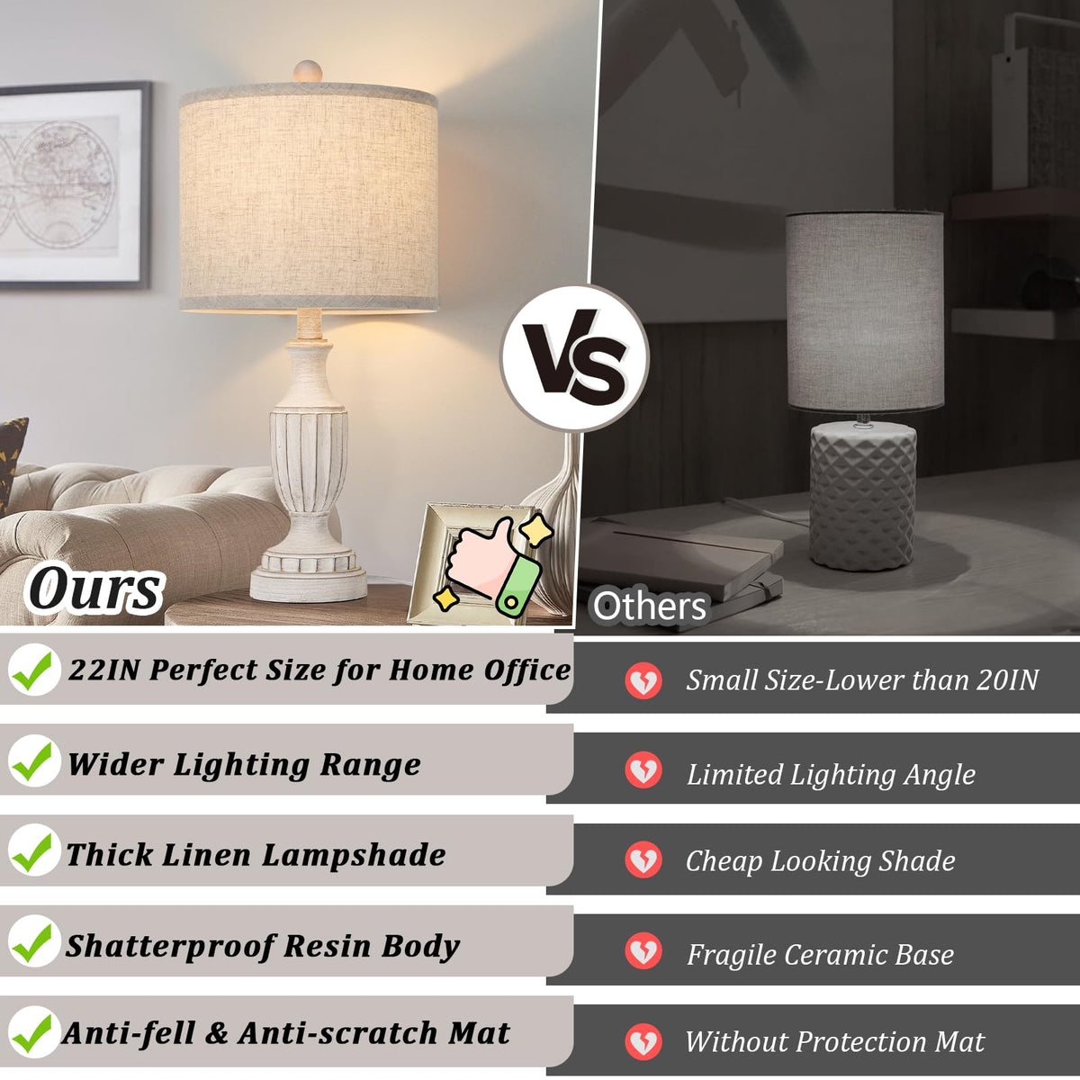 Two TOBUSA lamps on a nightstand creating cozy bedroom ambiance