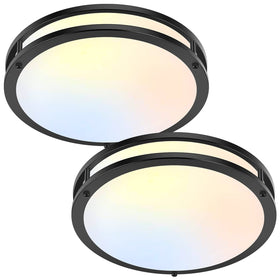 TOBUSA 2-pack 36W LED ceiling light front view with modern black finish